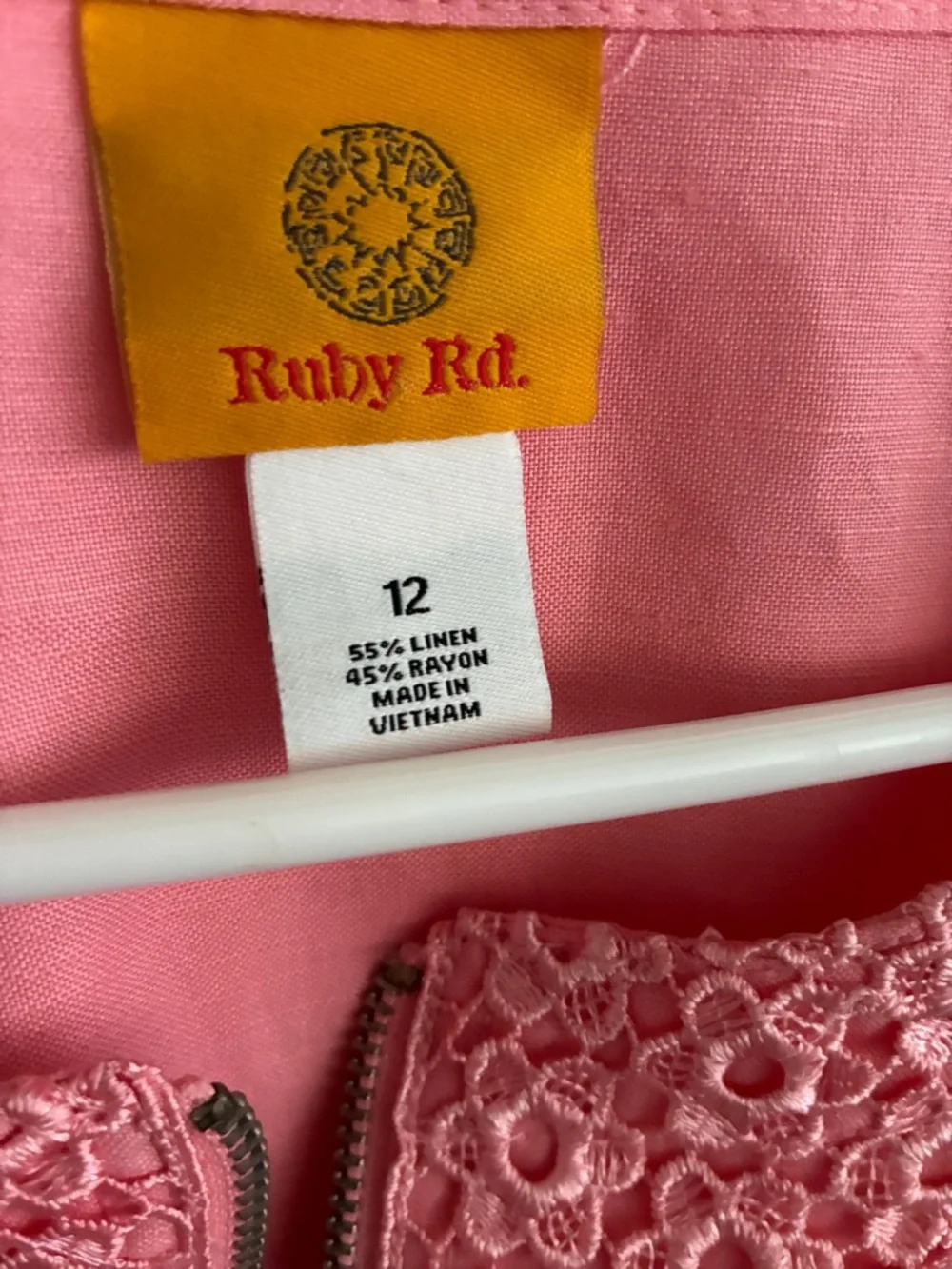 Ruby Rd.  Zip-Up Cardigan with Floral Lace Panel - Picture 13 of 13